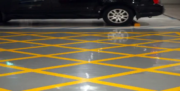 Epoxy Flooring Garage Yellow Lines | Swift Epoxy Flooring
